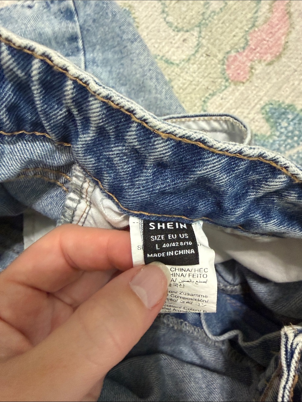 SHEIN Light Blue Asymmetrical Button-Front Denim Mini Skirt - Picture 2 of 3